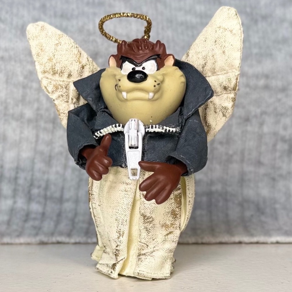 Vintage Taz 1997 Warner Bros Studio Store Biker Angel Christmas Ornament 4in